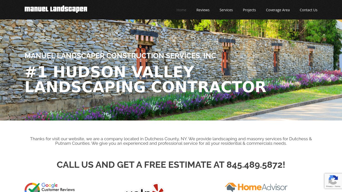 Landscaping picture of the company website Manuel Landscaper