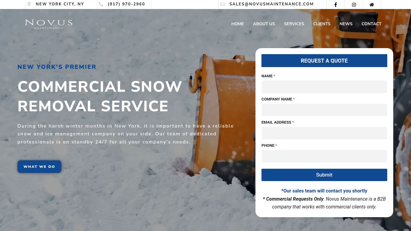 Landscaping picture of the company website Novus Maintenance