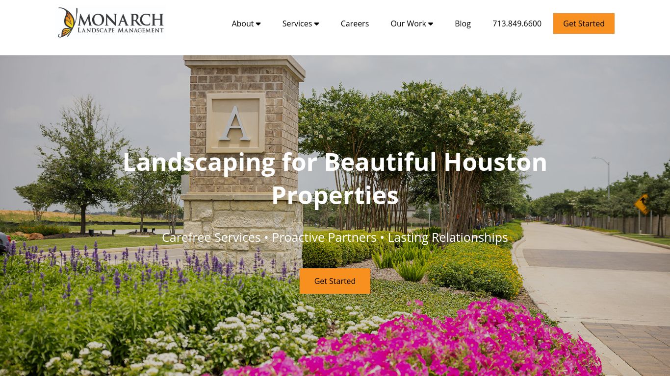 Landscaping picture of the company website Monarch