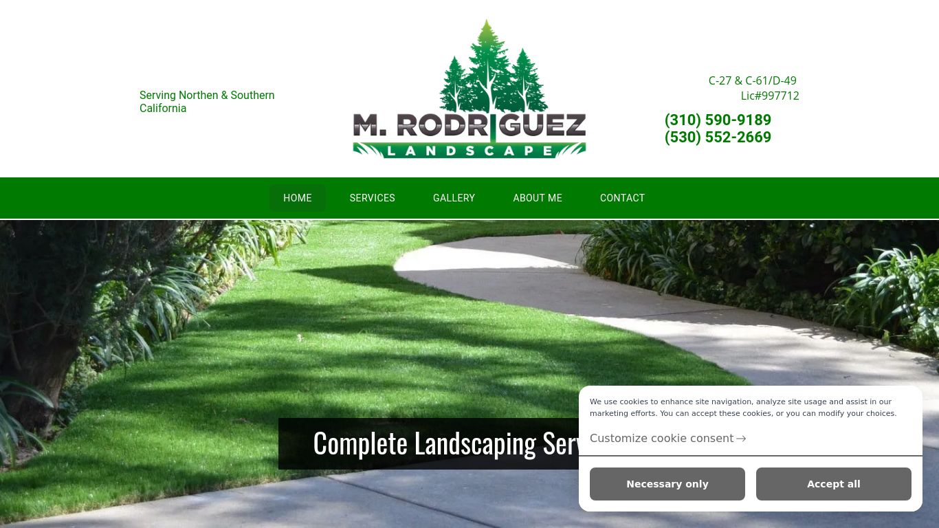 Landscaping picture of the company website M. Rodriguez Landscape