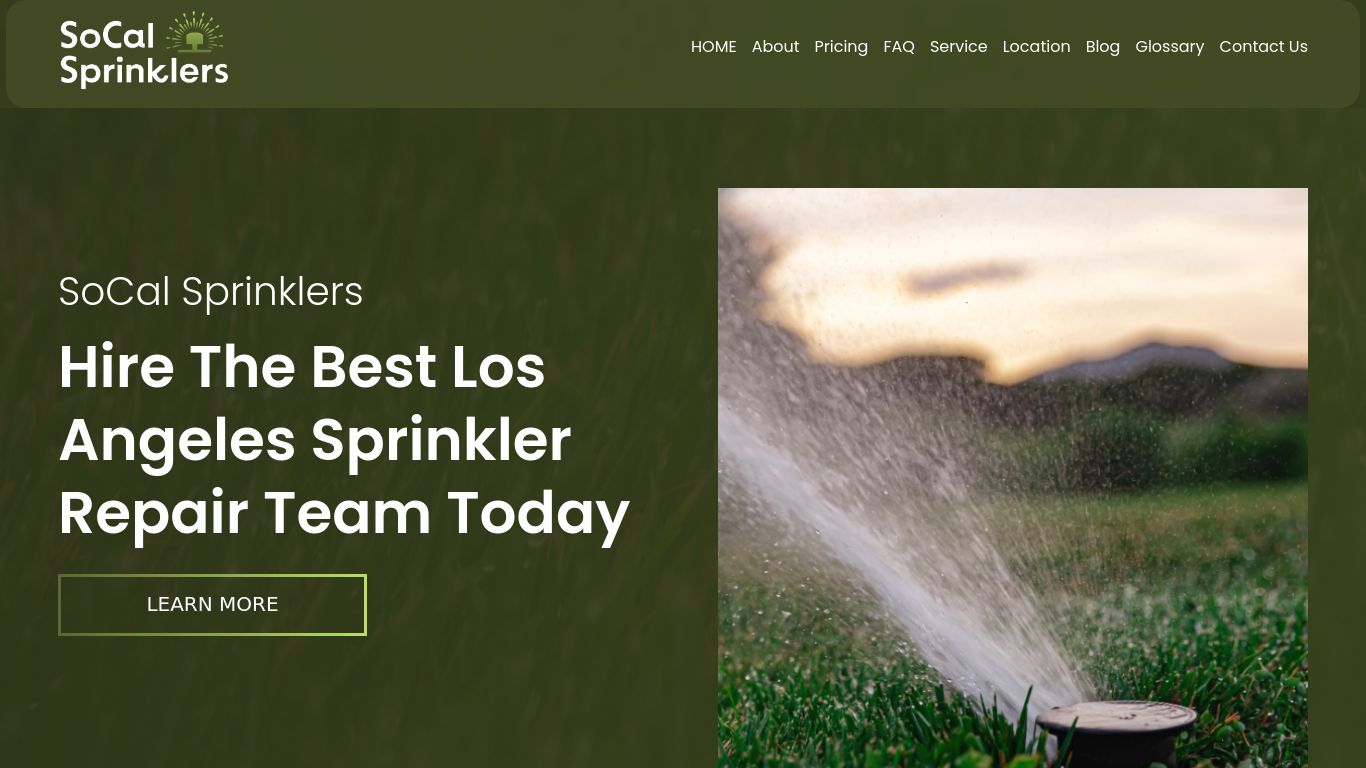 Landscaping picture of the company website SoCal Sprinklers