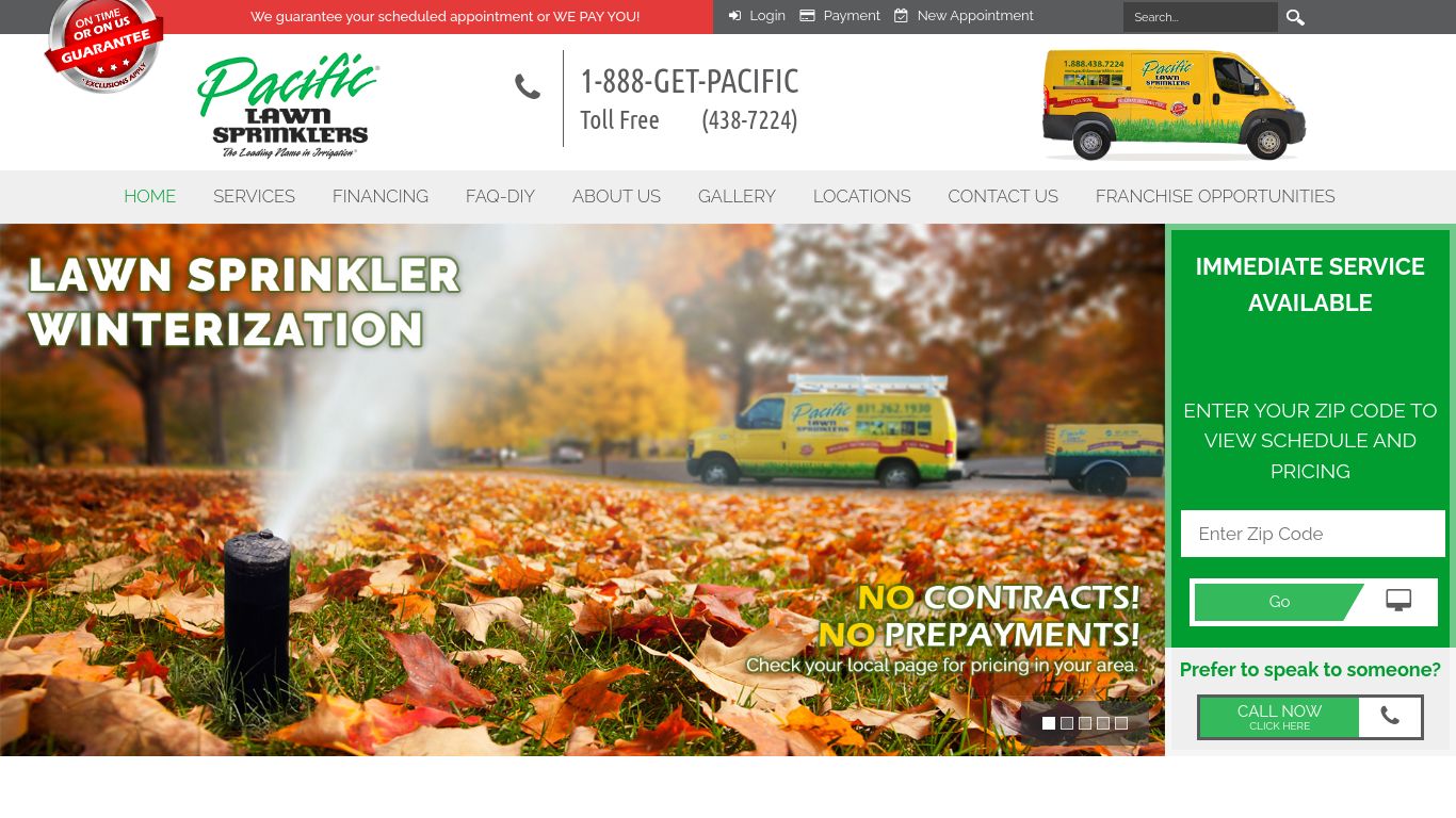 Landscaping picture of the company website Pacific Lawn Sprinklers