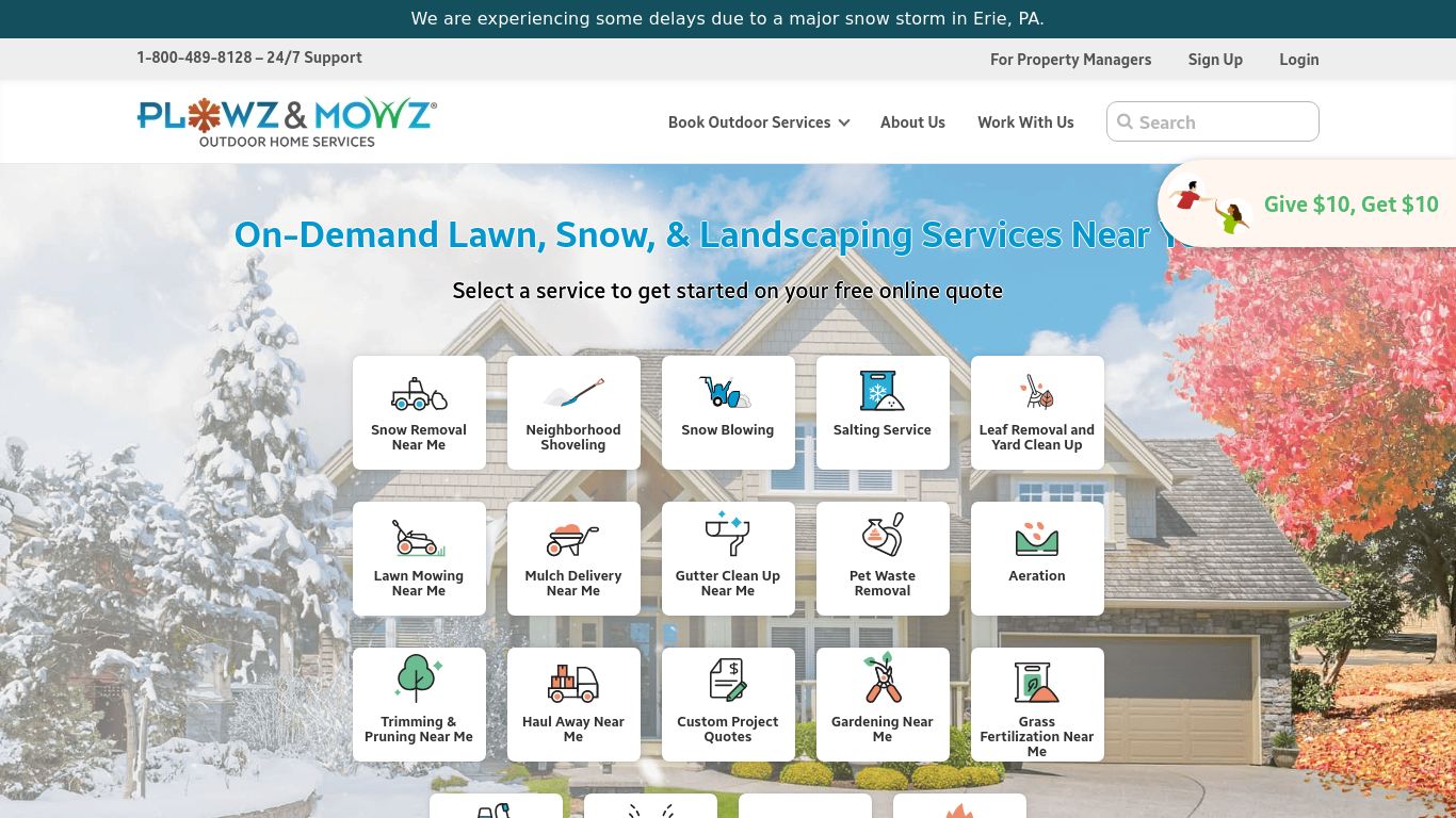 Landscaping picture of the company website Plowz & Mowz