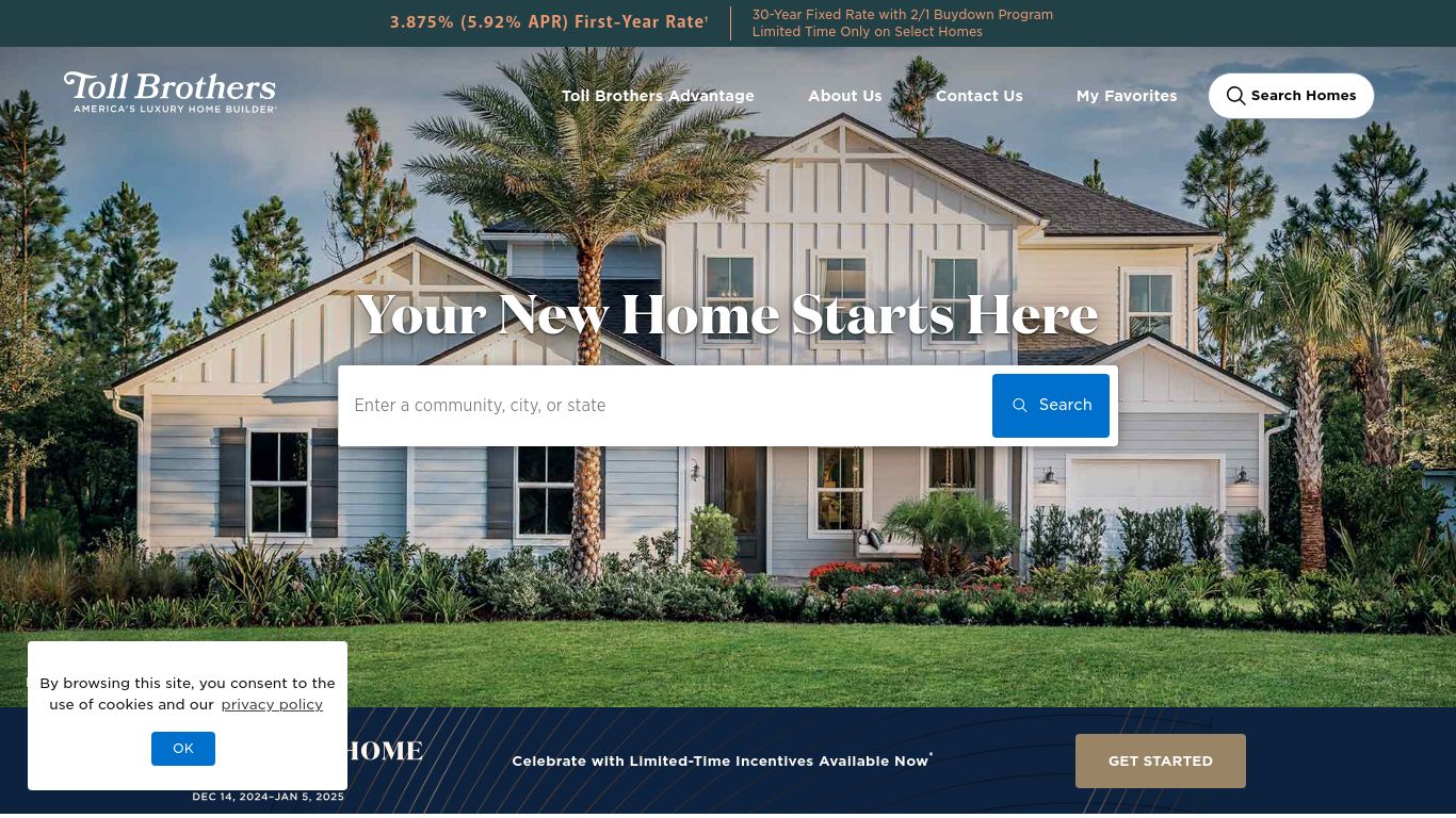 Landscaping picture of the company website Toll Brothers