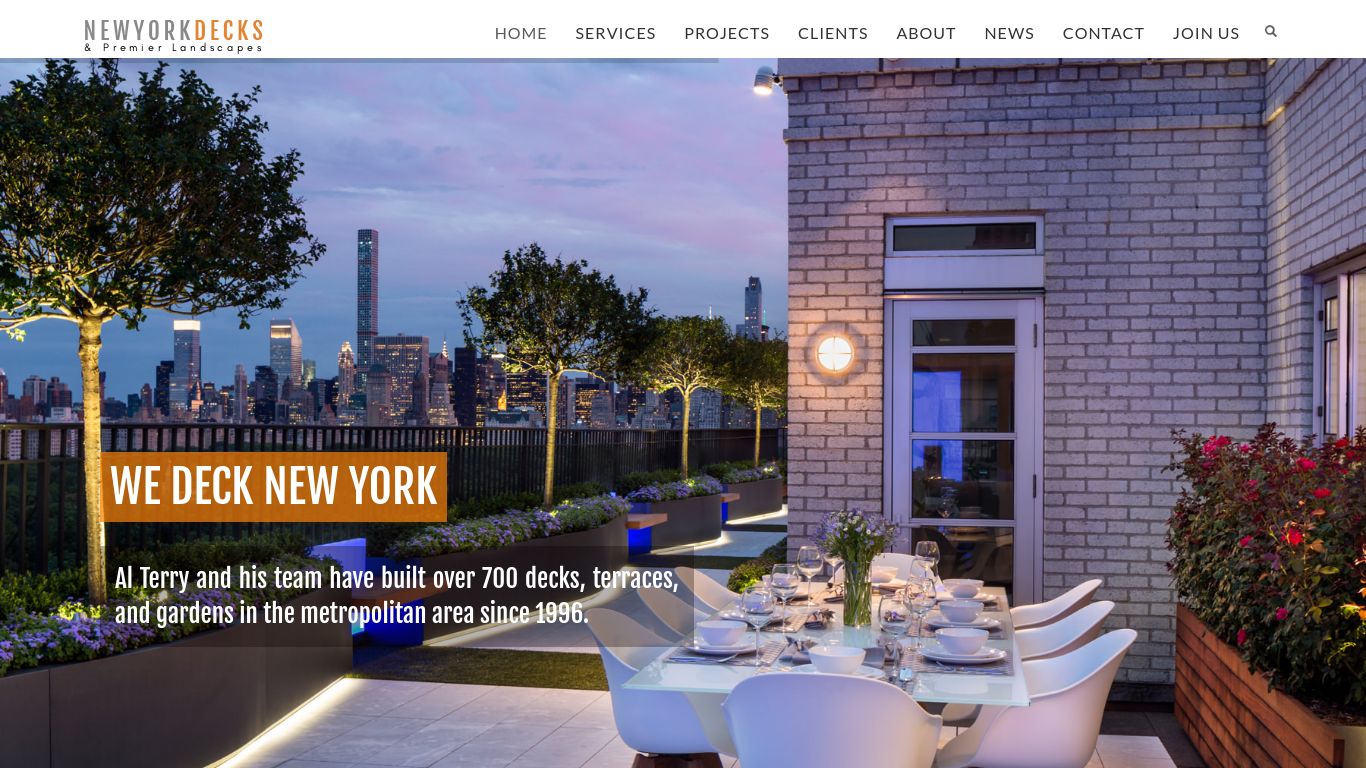 Landscaping picture of the company website New York Decks