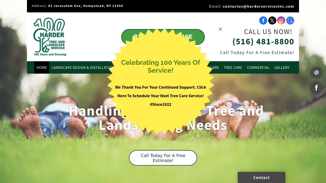 Landscaping picture of the company website Harder Services