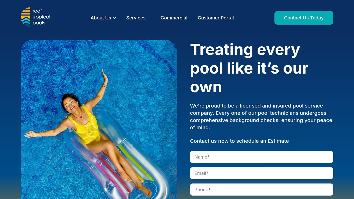 Landscaping picture of the company website Reef Tropical Pools