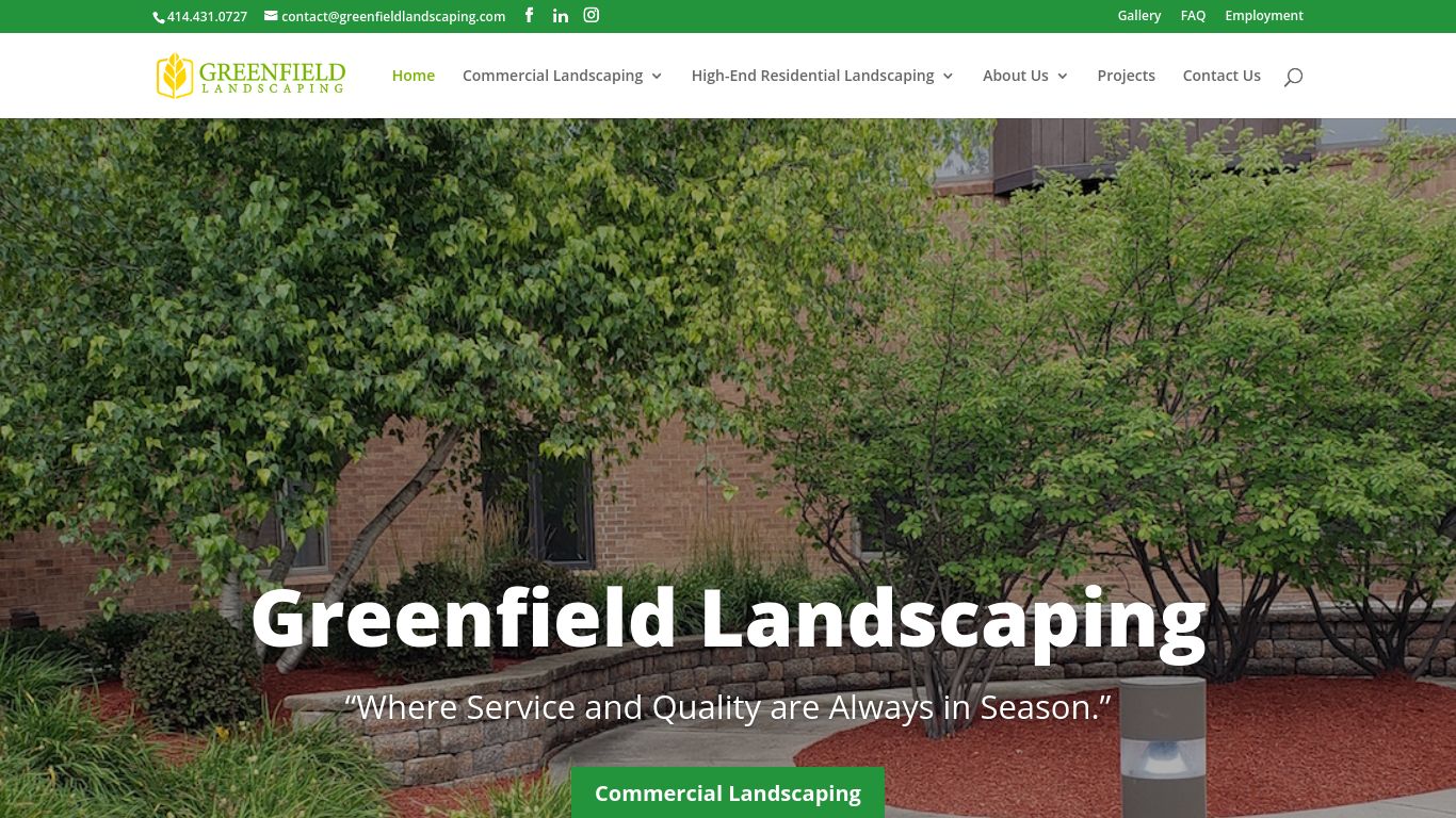 Landscaping picture of the company website Greenfield Landscaping