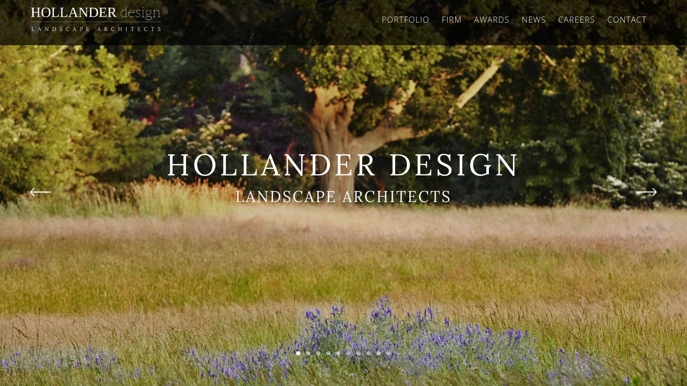 Landscaping picture of the company website Hollander