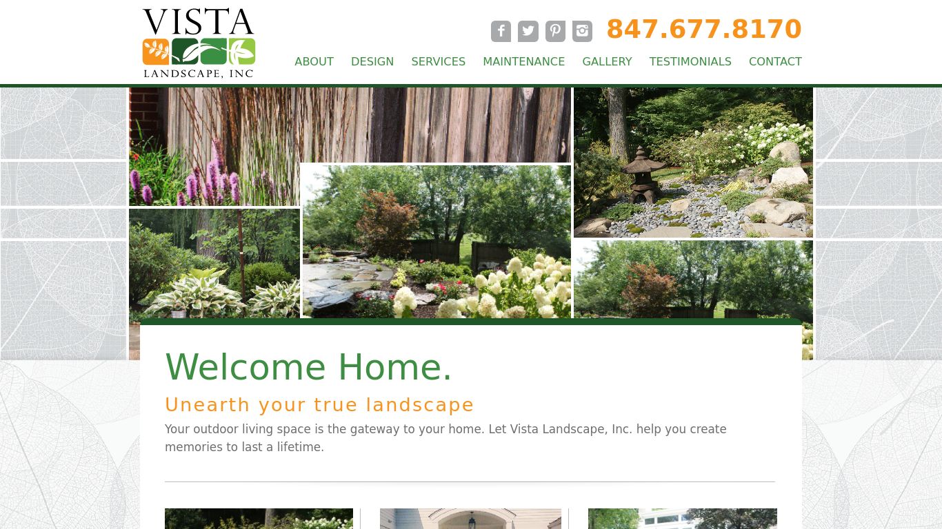 Landscaping picture of the company website Vista Landscape