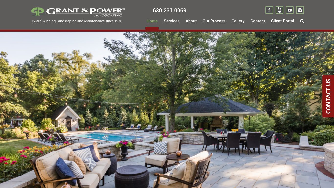 Landscaping picture of the company website Grant & Power