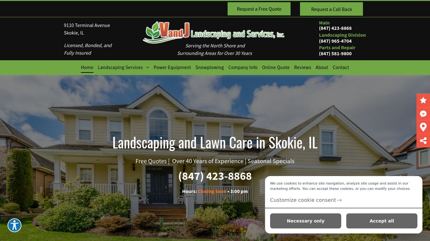 Landscaping picture of the company website VandJ Landscaping