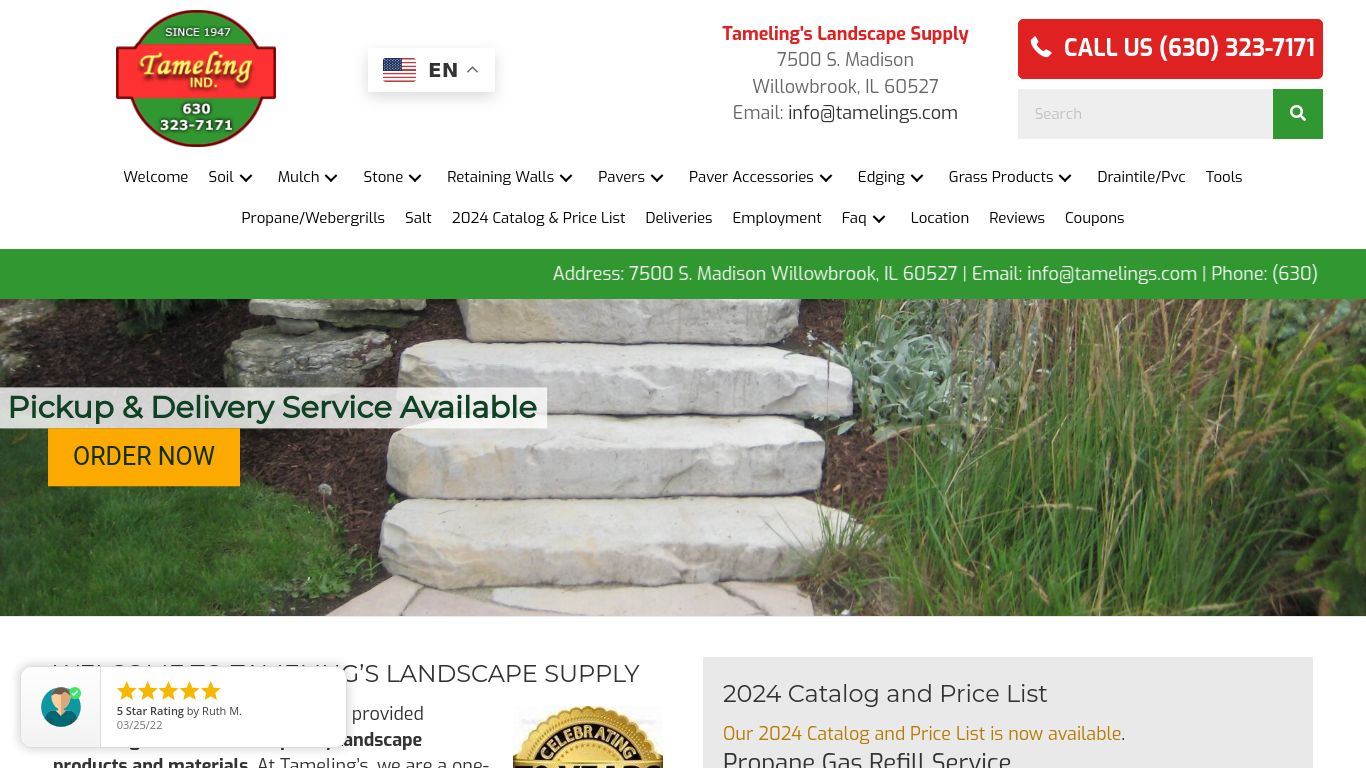 Landscaping picture of the company website Tameling's