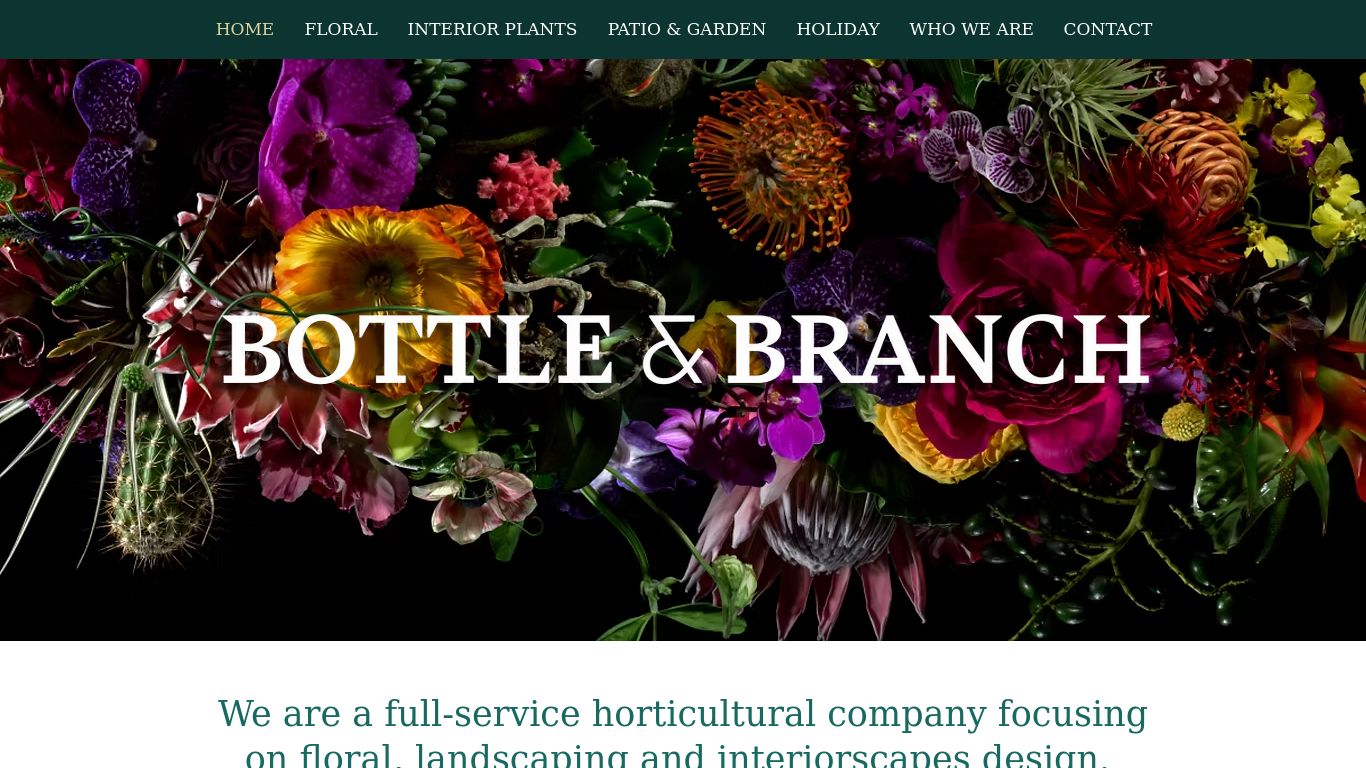 Landscaping picture of the company website Bottle & Branch