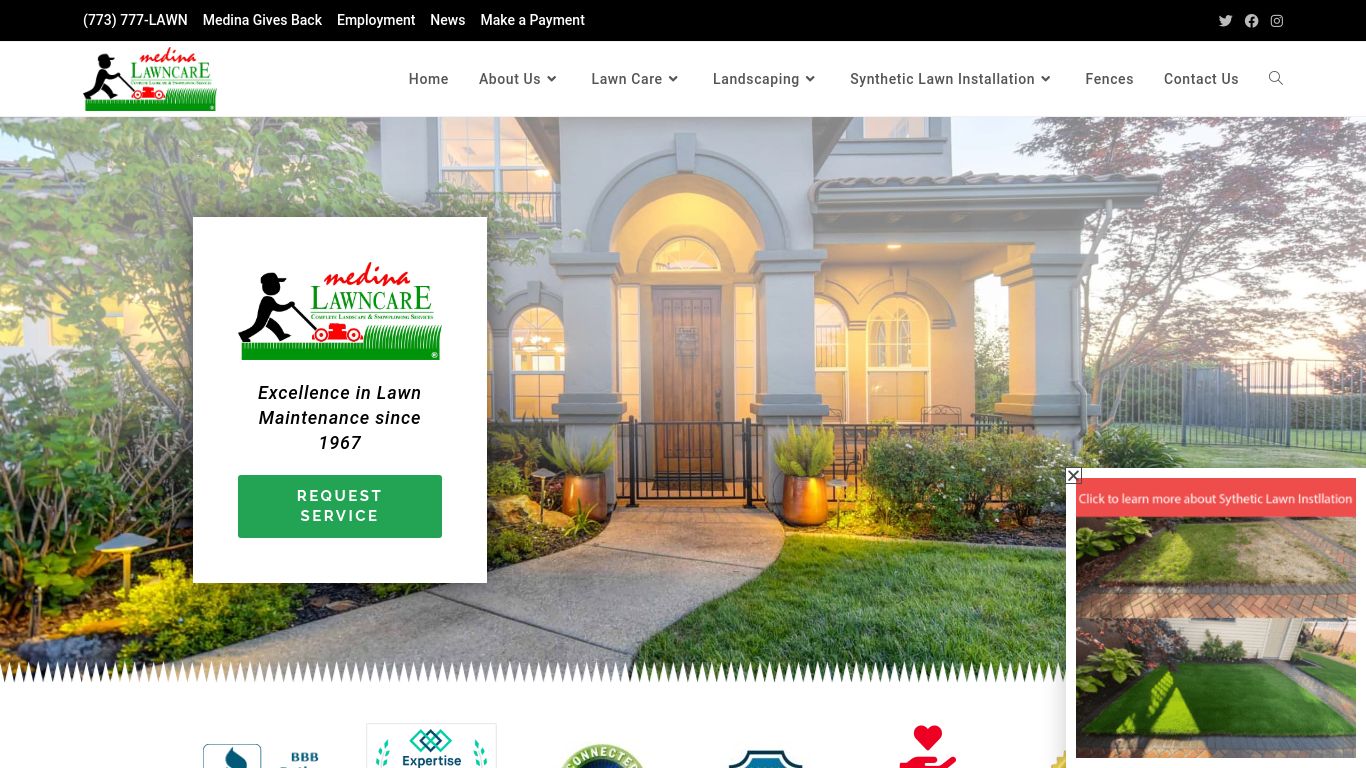 Landscaping picture of the company website Medina Lawncare