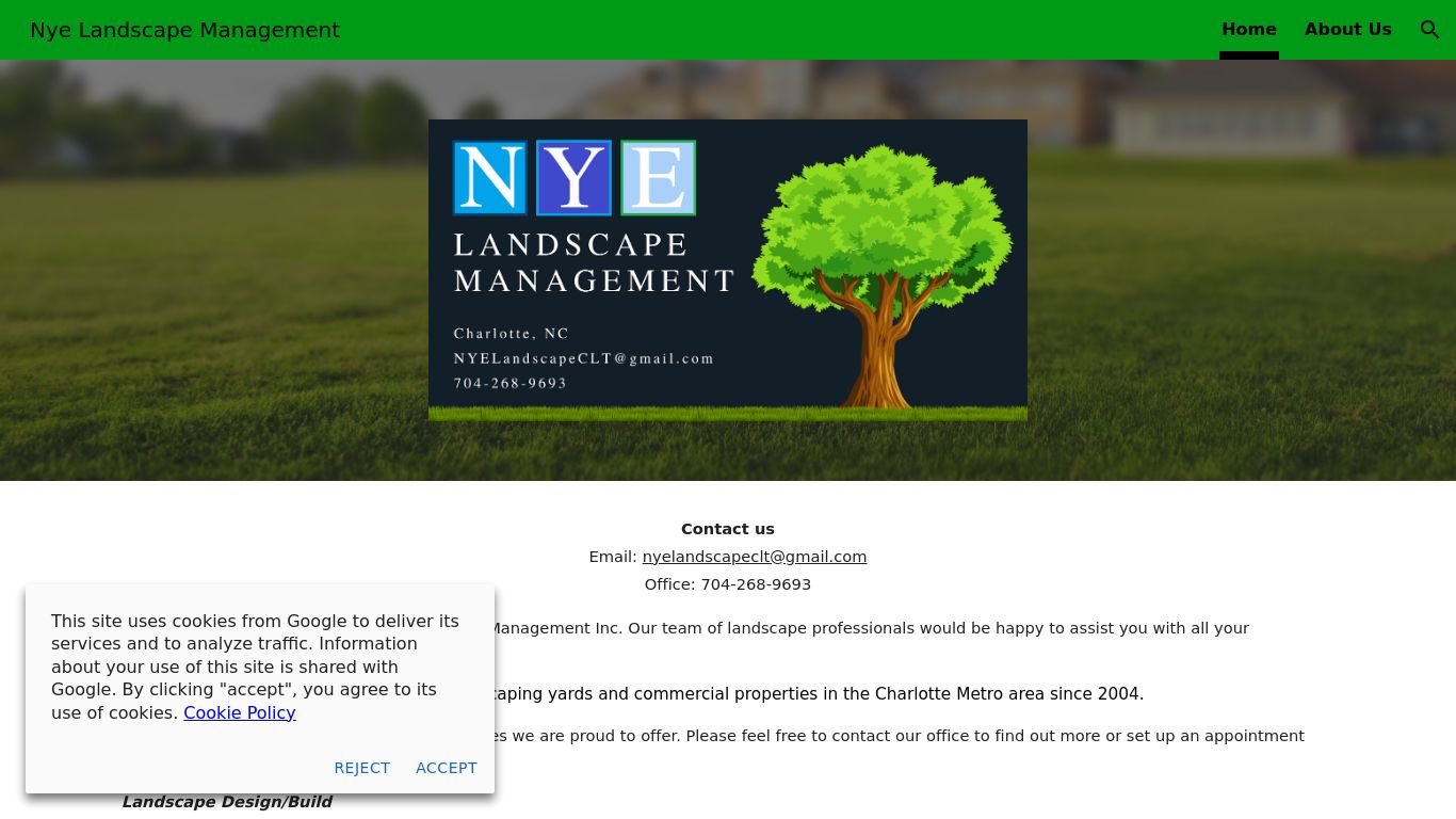 Landscaping picture of the company website Nye Landscape Management