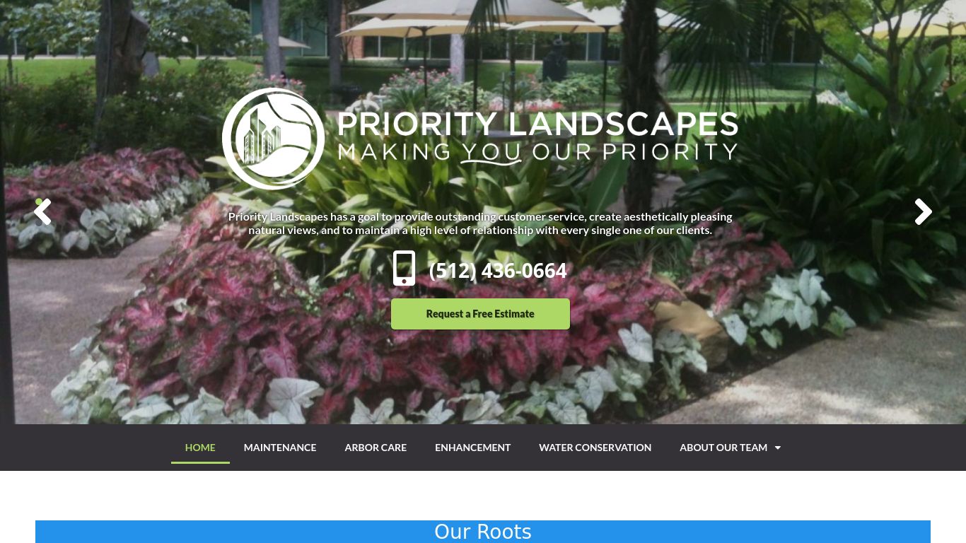 Landscaping picture of the company website Priority Landscapes