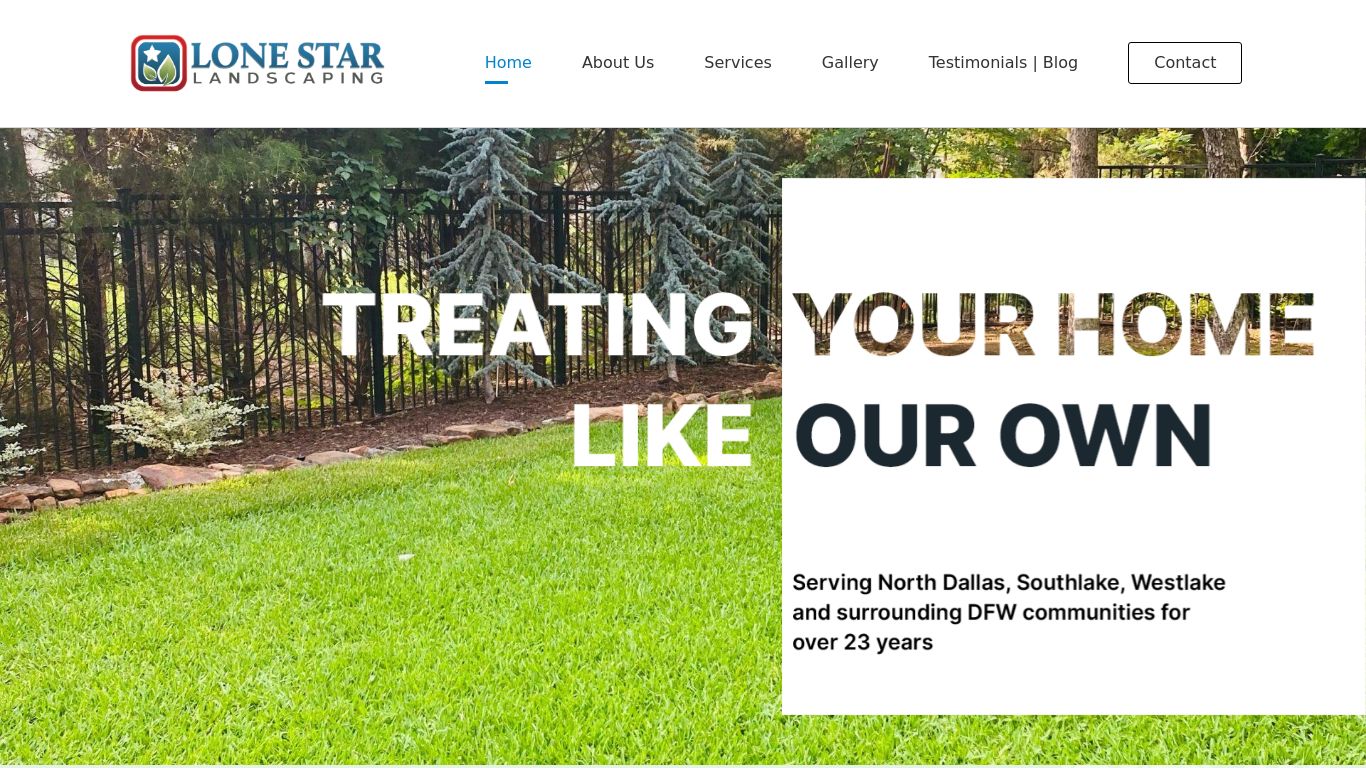 Landscaping picture of the company website Lone Star Landscaping