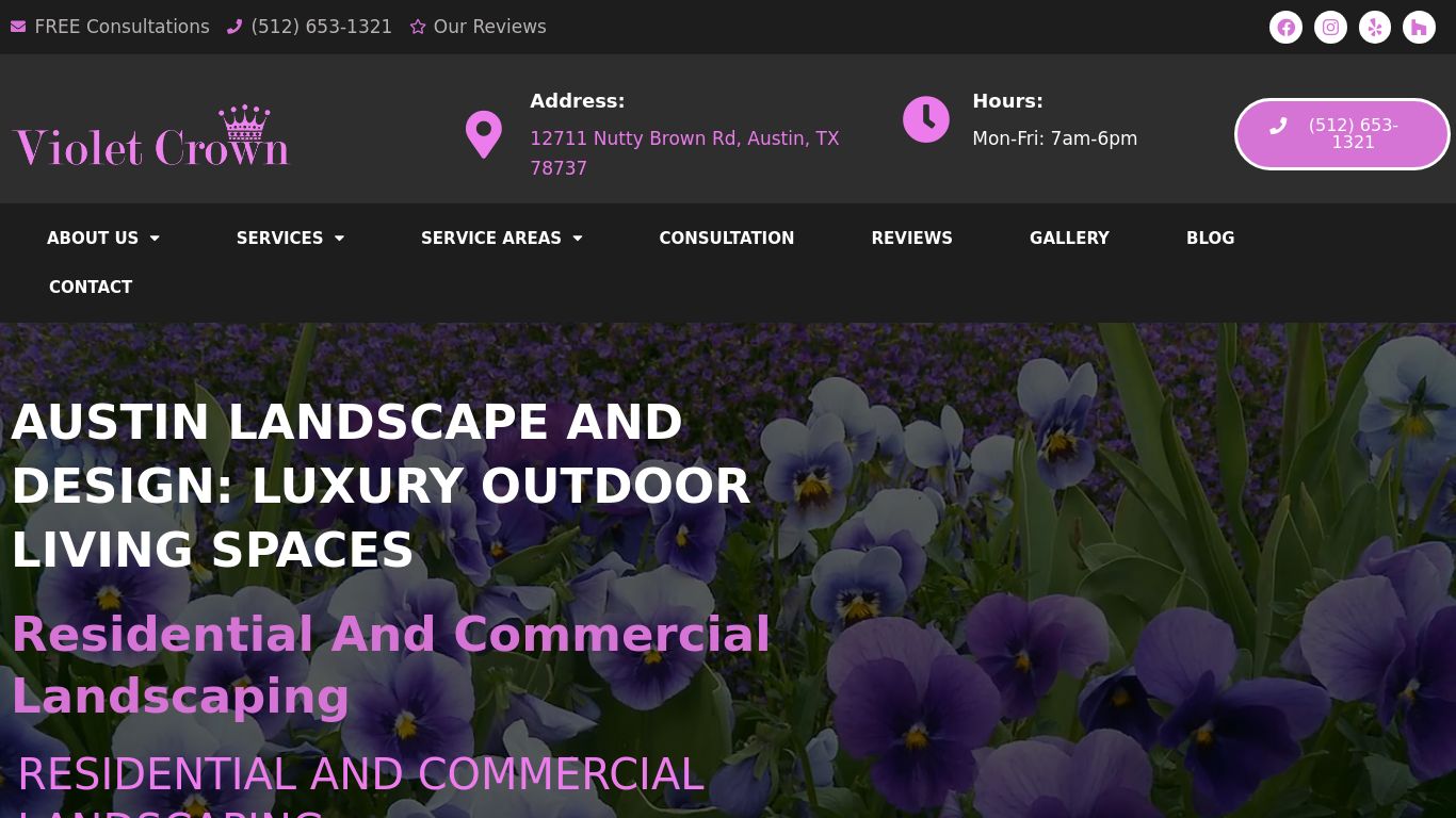 Landscaping picture of the company website Violet Crown