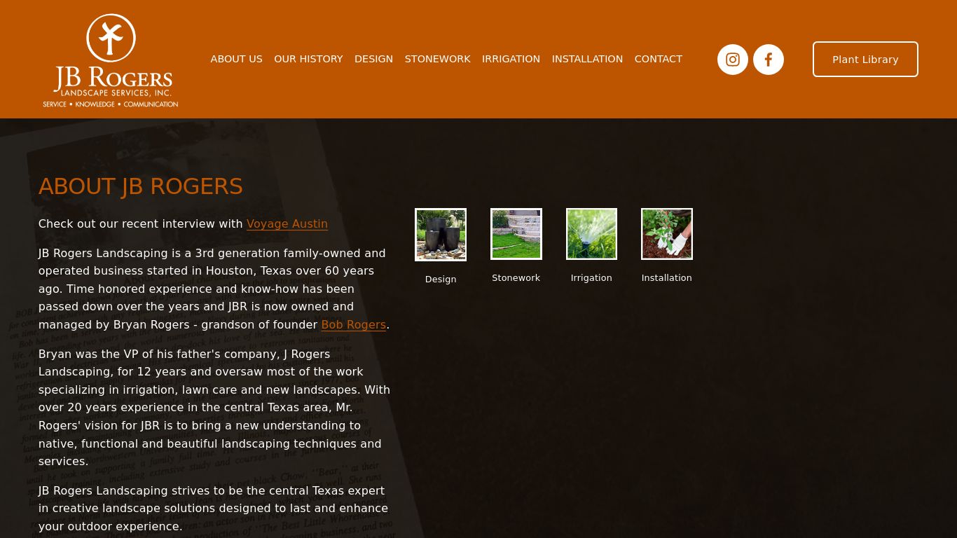 Landscaping picture of the company website JB Rogers