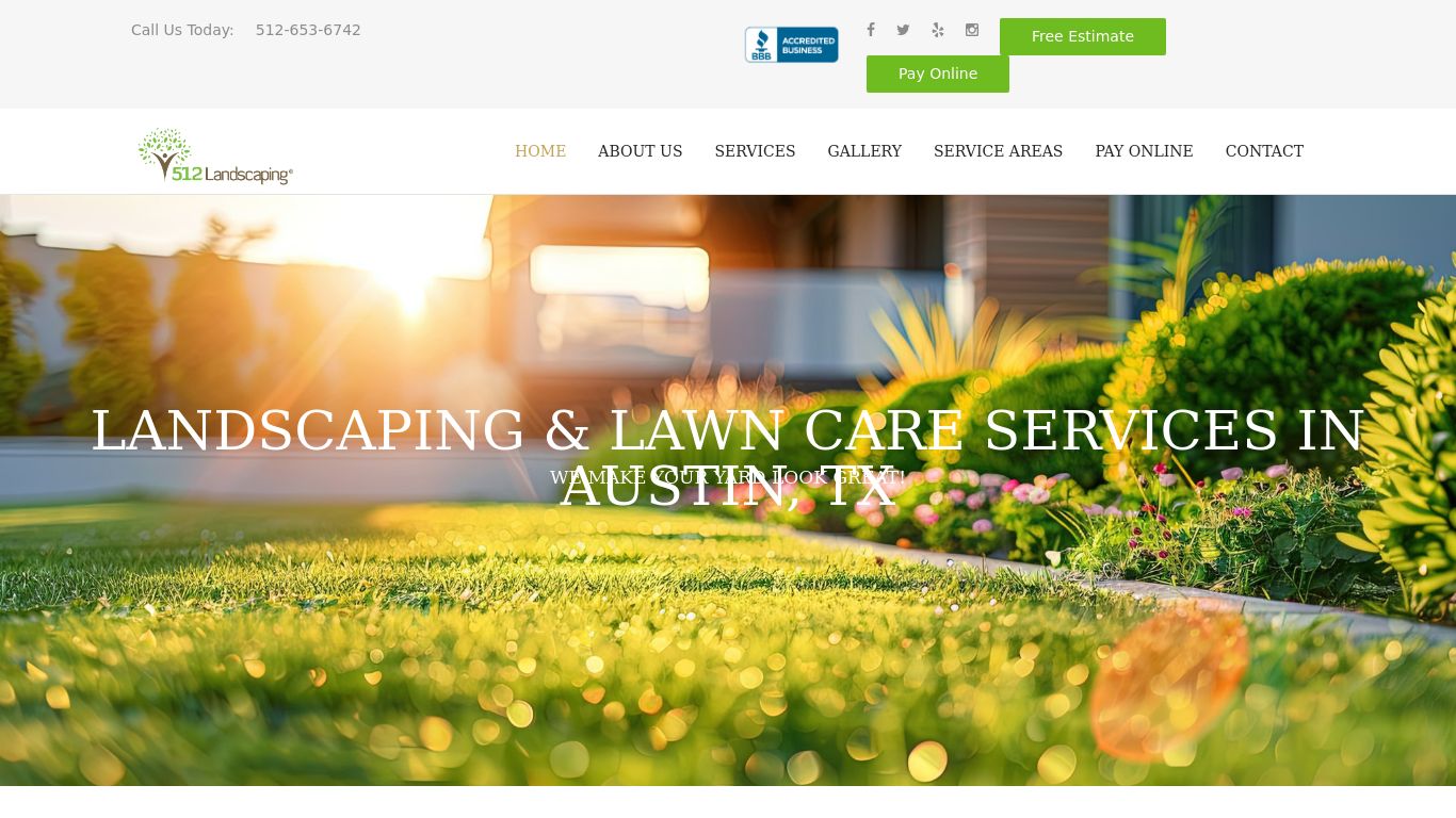 Landscaping picture of the company website 512 Landscaping