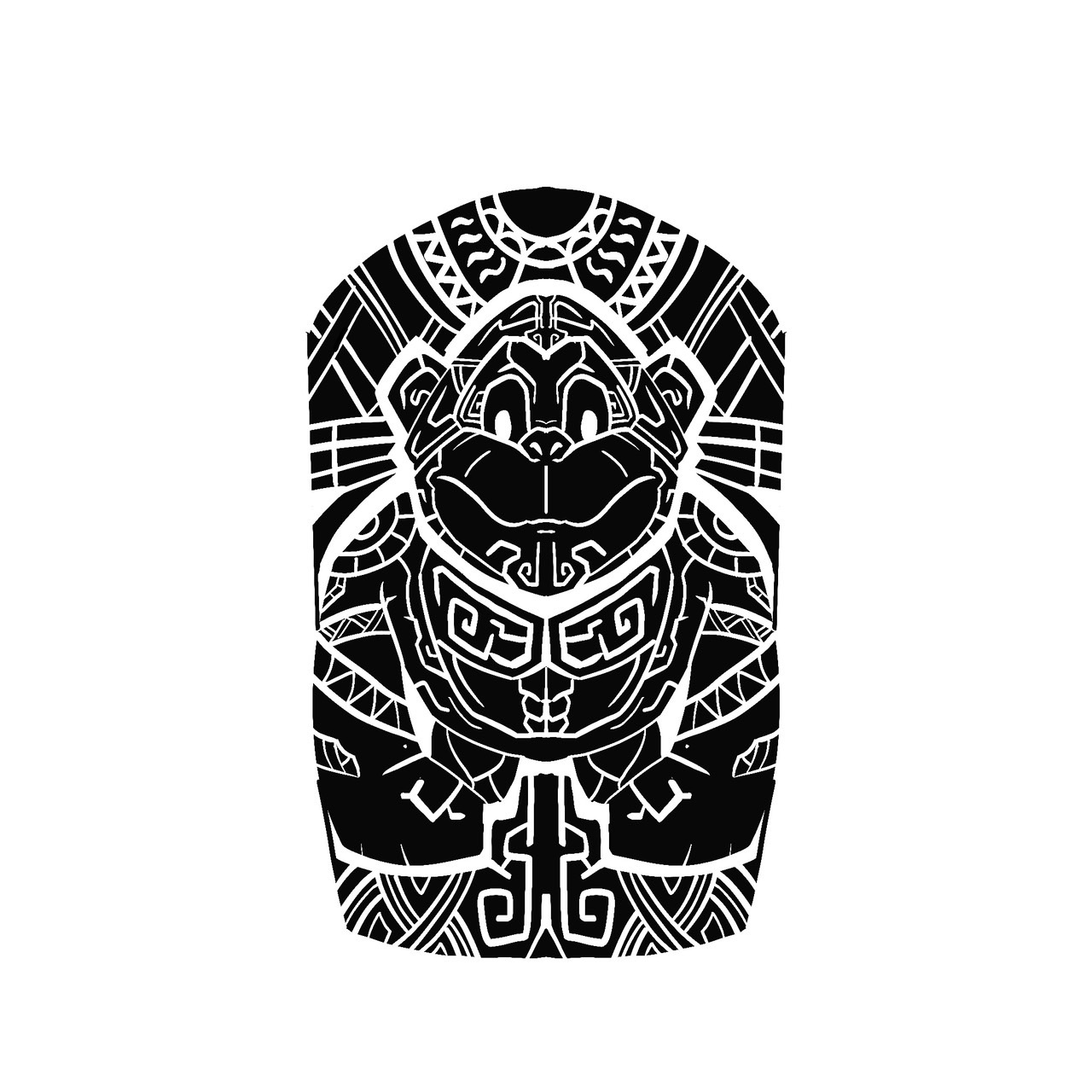 Black Tribal Monkey Tattoo On Upper Back